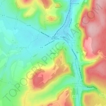 Voichey topographic map, elevation, terrain