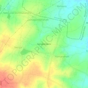 Gonighattapura topographic map, elevation, terrain