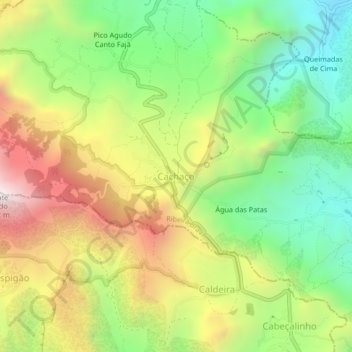 Cachaço topographic map, elevation, terrain