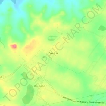 Caraúba topographic map, elevation, terrain