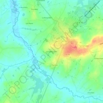 La Condaugerie topographic map, elevation, terrain