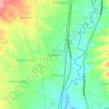 Rajapolah topographic map, elevation, terrain