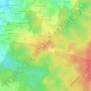 Saint-Denis topographic map, elevation, terrain