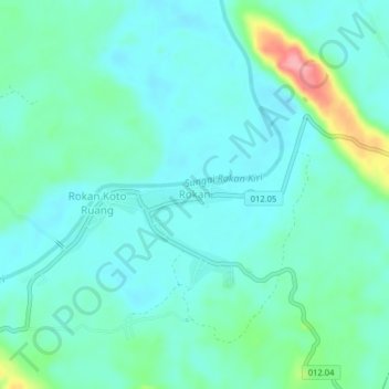 Rokan topographic map, elevation, terrain