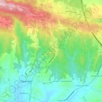 Ferrugenta topographic map, elevation, terrain