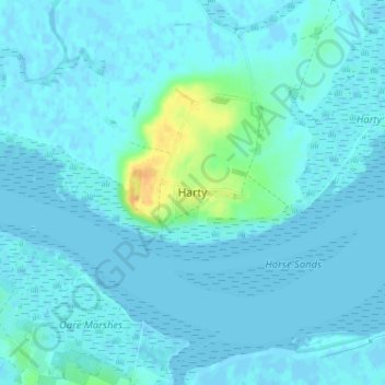 Harty topographic map, elevation, terrain