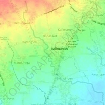 Kalimanah Kulon topographic map, elevation, terrain