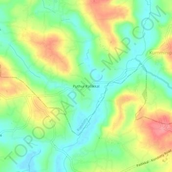 Puthur Pallikkal topographic map, elevation, terrain