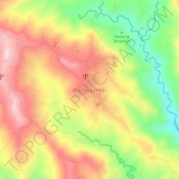 Bojonggambir topographic map, elevation, terrain