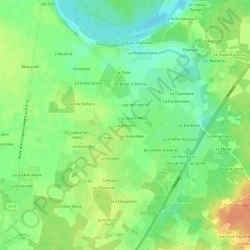 La Jasnière topographic map, elevation, terrain
