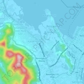 Kapangian topographic map, elevation, terrain