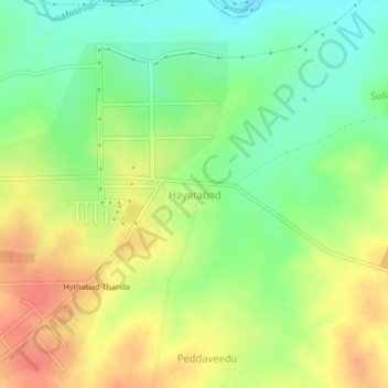 Hayatabad topographic map, elevation, terrain