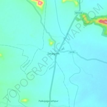 Seragarh topographic map, elevation, terrain