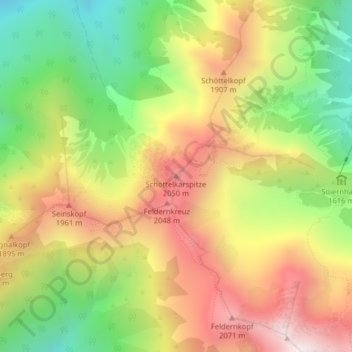 Schöttelkarspitze topographic map, elevation, terrain