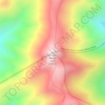 Mount Hutt topographic map, elevation, terrain