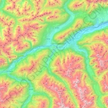 Arzl im Pitztal topographic map, elevation, terrain