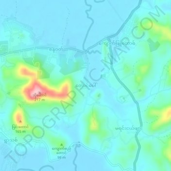 Taung Paw topographic map, elevation, terrain