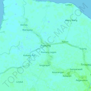 Pontang topographic map, elevation, terrain
