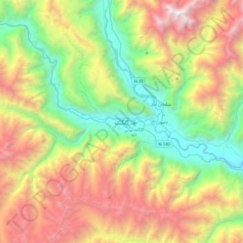 Gilgit topographic map, elevation, terrain