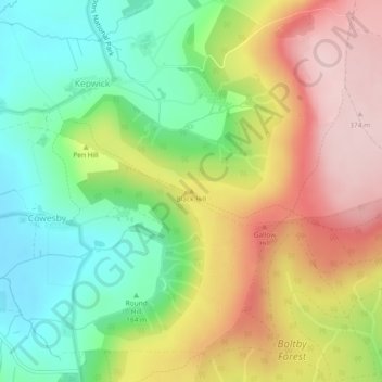 Black Hill topographic map, elevation, terrain