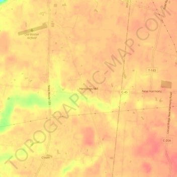Hennings Mill topographic map, elevation, terrain