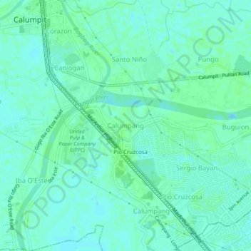 Calumpang topographic map, elevation, terrain