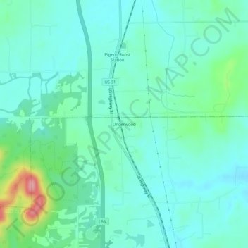 Underwood topographic map, elevation, terrain
