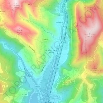 Le Pont Charles-Albert topographic map, elevation, terrain
