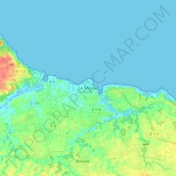 Le Moule topographic map, elevation, terrain