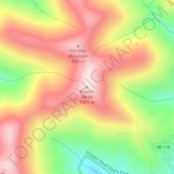 Frozen Head topographic map, elevation, terrain