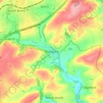 Avonwick topographic map, elevation, terrain