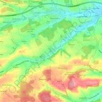 Inn topographic map, elevation, terrain