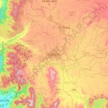 Bảo Lộc topographic map, elevation, terrain