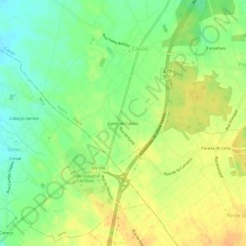 Canto de Calvão topographic map, elevation, terrain