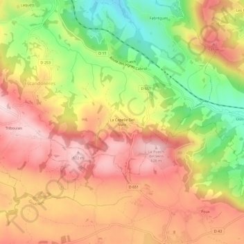 La Capelle Del Vern topographic map, elevation, terrain