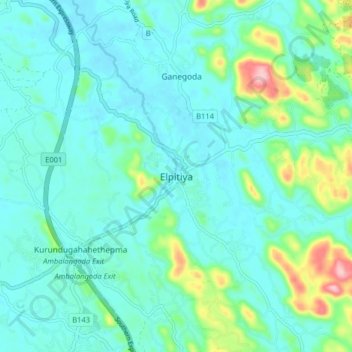 Elpitiya topographic map, elevation, terrain