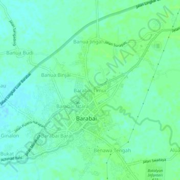 Barabai Timur topographic map, elevation, terrain