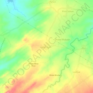 Dhoke Dhullu topographic map, elevation, terrain