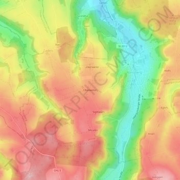 Oberweiler topographic map, elevation, terrain
