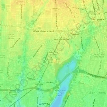 Hempstead Gardens topographic map, elevation, terrain