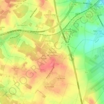 Les Guillots topographic map, elevation, terrain