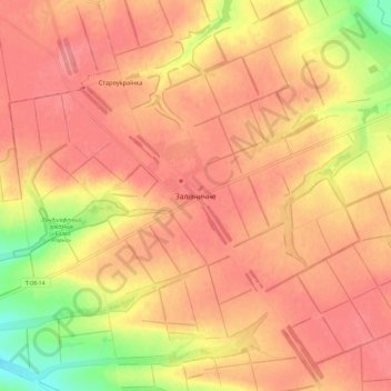 Zaliznychne topographic map, elevation, terrain