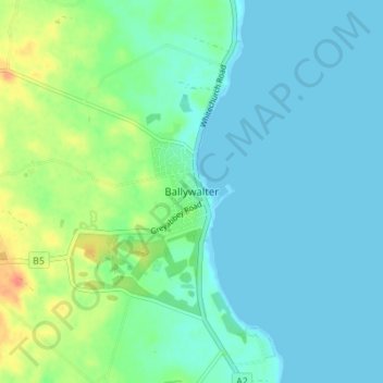 Ballywalter topographic map, elevation, terrain