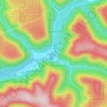 English Center topographic map, elevation, terrain