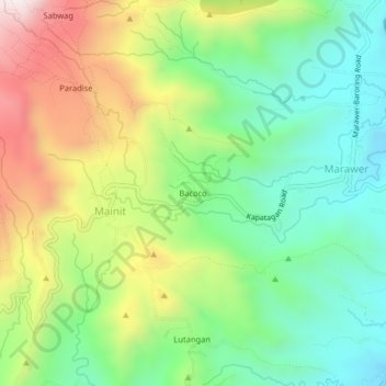 Bacoco topographic map, elevation, terrain