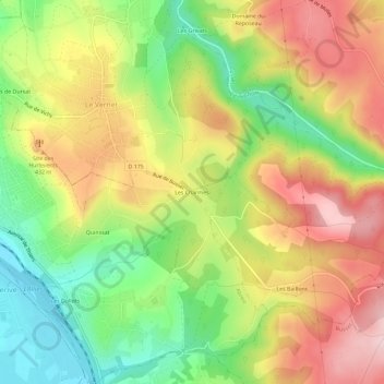 Les Charmes topographic map, elevation, terrain