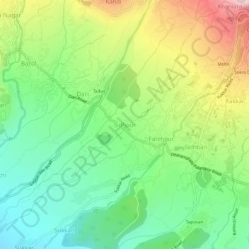 Sidhpur topographic map, elevation, terrain