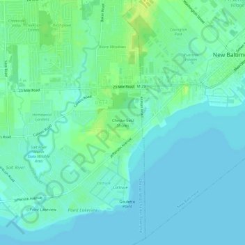 Chesterfield Shores topographic map, elevation, terrain