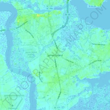 James Island topographic map, elevation, terrain
