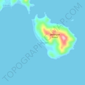 Debangan topographic map, elevation, terrain